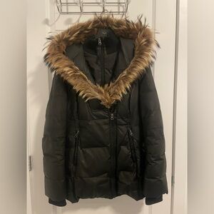 Mackage Black Puffer Jacket with Fur Trim